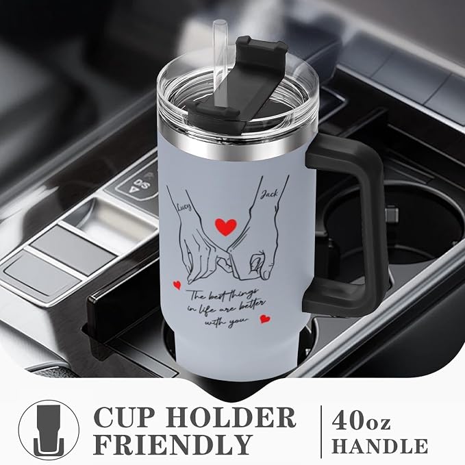 Personalized Tumbler Custom Vacuum Insulated Travel Mug Customizable Coffee Cup with Your Photos and Text Christmas Birthday Gift (40oz Design 8)