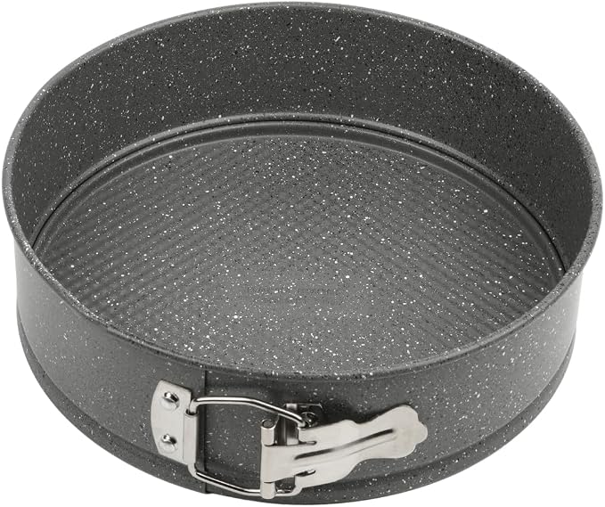 David Burke 9" Springform Pan – Carbon Steel Cheesecake Mold with Removable Bottom, Oven Safe, PFTE & PFOA Free – Gray Speckle