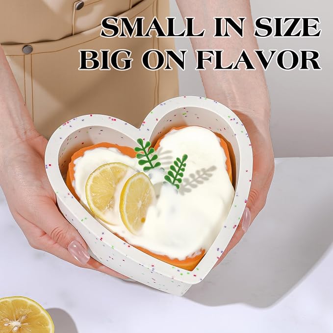 6 Inch Small Heart Shaped Cake Pans Silicone for Baking, 2 Pcs | Nonstick, Easy to Clean, BPA-free, Heat Resistant up to 446℉, Durable