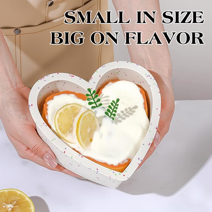 6 Inch Heart Shaped Cake Pans, Cream | Small Heart Cake Pan, Nonstick Silicone Molds, For Baking, Set of 3