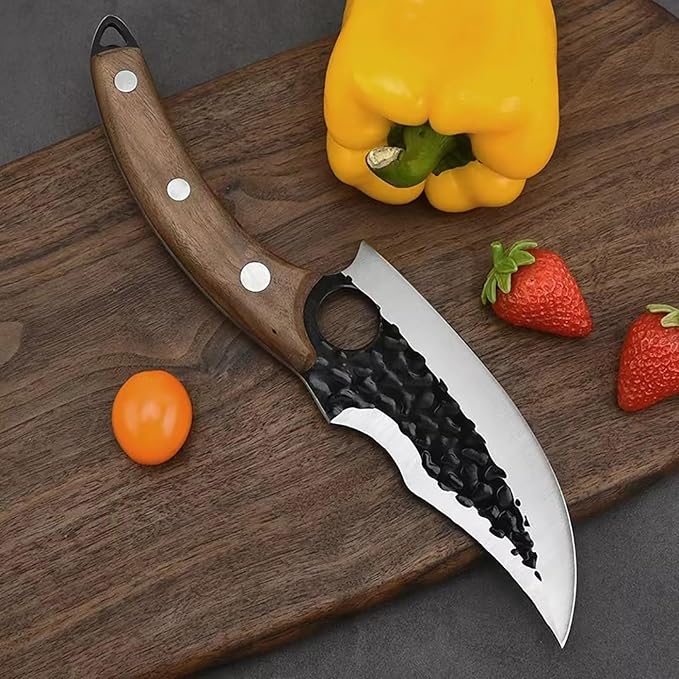 Handmade Forged Kitchen Knife 3 Pcs Professional Chef Knife Set, Hunting, BBQ Meat Knives for Cooking, Forged Kitchen Knife with High Carbon Stainless Steel Cutlery With Leather Sheaths