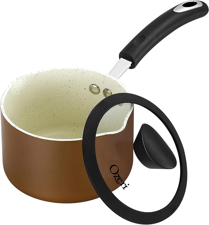 The All-In-One Stone Saucepan and Cooking Pot By Ozeri | Utilizes A Stone-derived Coating From Germany That Is 100% Free of APEO, GenX, PFBS, PFOS, PFOA, NMP and NEP