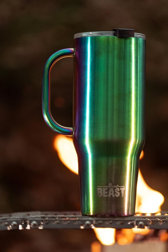 Beast 42 oz Tumbler with Handle Stainless Steel Vacuum Insulated Coffee Ice Cup Double Wall Travel Flask (Rainbow)