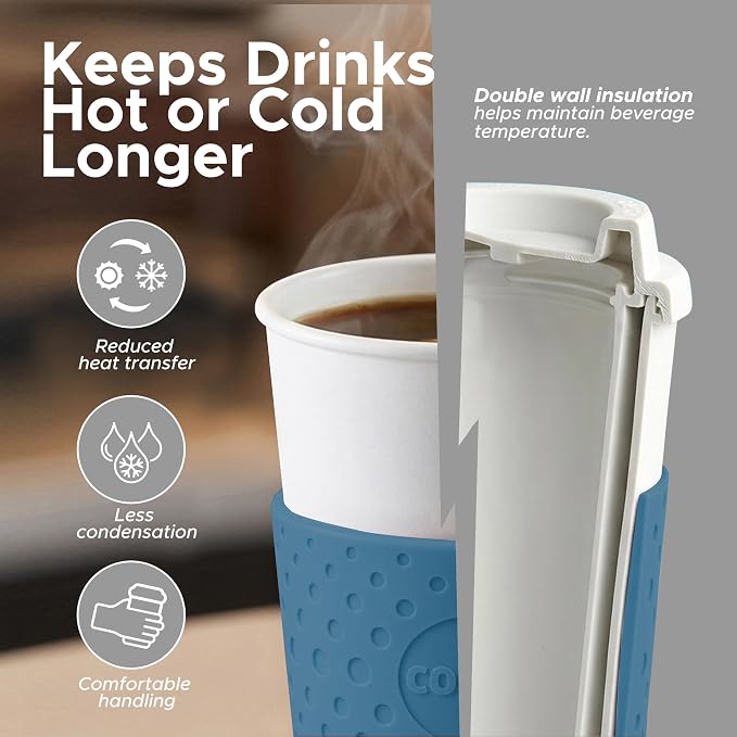 Copco Acadia Travel Mug, 16 Oz - Black, Plum, Blue, Green, Set of 4