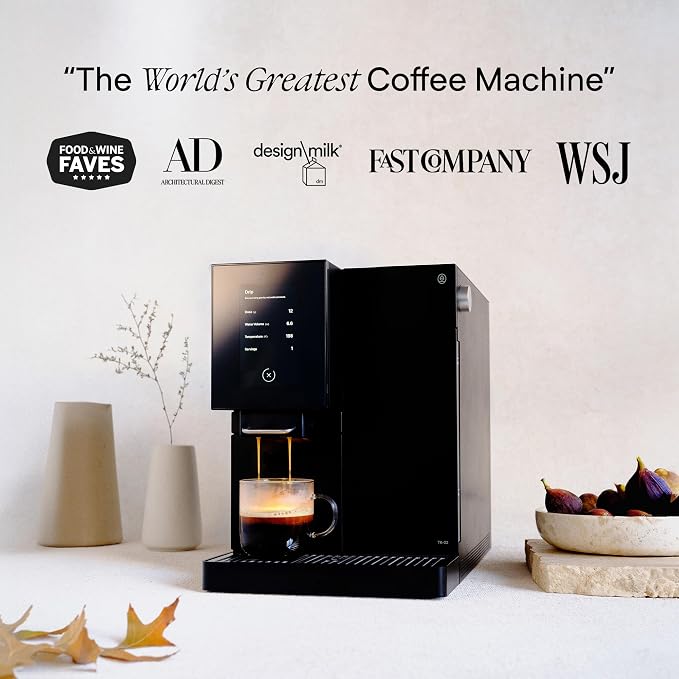 Terra Kaffe TK-02 Super Automatic Espresso Machine - Black | App-enabled coffee machine, auto wake & sleep, roaster-approved espresso settings, cappuccino machines for home