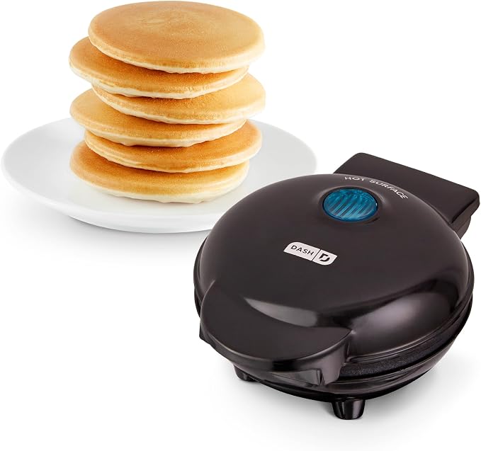 Dash Mini Maker Griddle, 4 Inch Nonstick Cooking Surface, Black | Compact Electric Mini Pancake Maker, Quick Heating, Single Serve Eggs, Hash Browns & Breakfast Sandwiches
