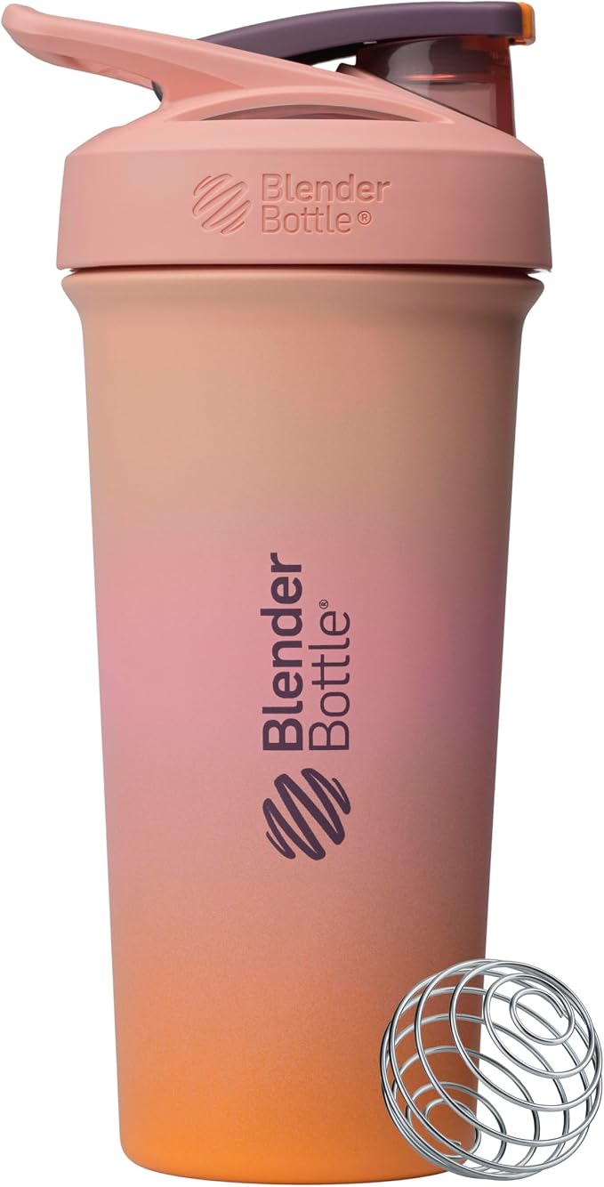 BlenderBottle Sport Sleek Stainless Steel Shaker Bottle 25 oz Pink/Orange