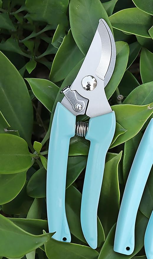 2pcs Garden Flower Shears Pruning Shears 6.9 inches Scissors Heavy Duty Plant Scissors for Cutting Flowers, Trimming Plants, Bonsai, Fruits Picking (Blue Handle 2pcs)