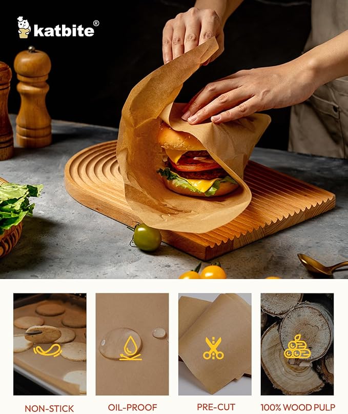 Katbite 400 Pcs Parchment Paper Baking Sheets, 12x16 Inch, Heavy Duty | Unbleached precut Non-Stick half sheet paper, ideal for cookie pans, bread, cakes, grilling meat, pizza and oven use