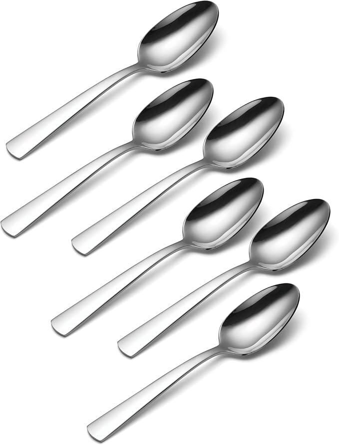 Oneida Aptitude Dinner Spoons Silverware Set for 6, Flatware | 18/0 stainless steel, mirror finish | dishwasher safe | great for soup or everyday dining, cutlery set
