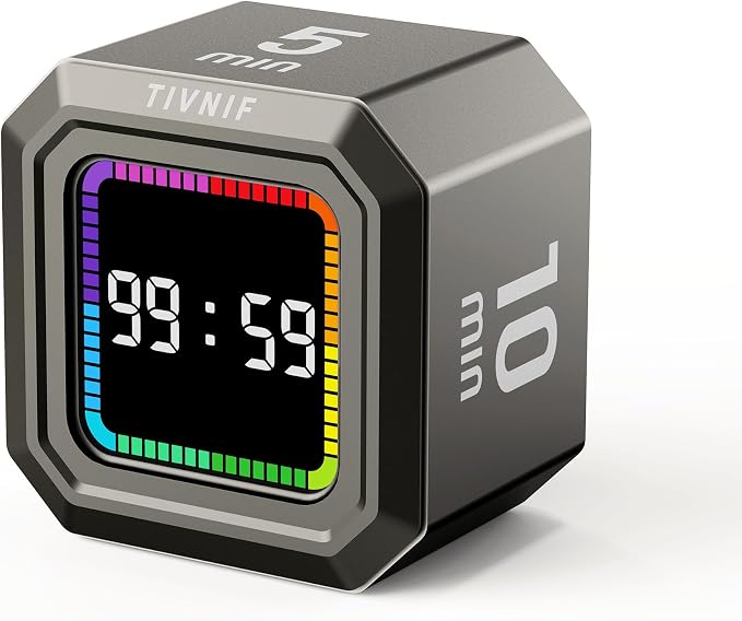 Kitchen Timer Visual Timer for Kids Color Display Gravity Sensor Cube | Digital Pomodoro Timer with Loud Alarm, Magnetic Back, Easy Use for Cooking, Classroom, Study & Productivity