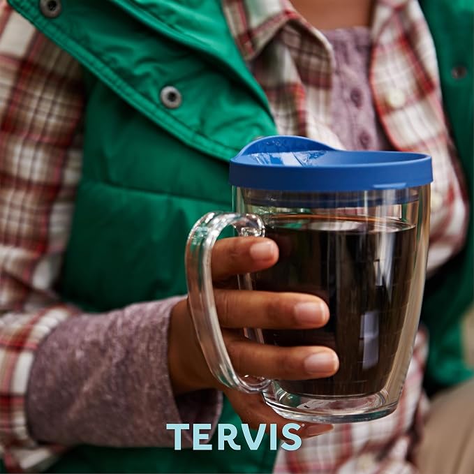 Tervis Clear & Colorful Tabletop Made in USA Double Walled Insulated Tumbler Travel Cup Keeps Drinks Cold & Hot, 16oz Mug, River Rock | Made in USA, Double-wall Insulated Keeps Coffee & Matcha Hot, Shatterproof, BPA-Free, Dishwasher Safe, Gifts under $25