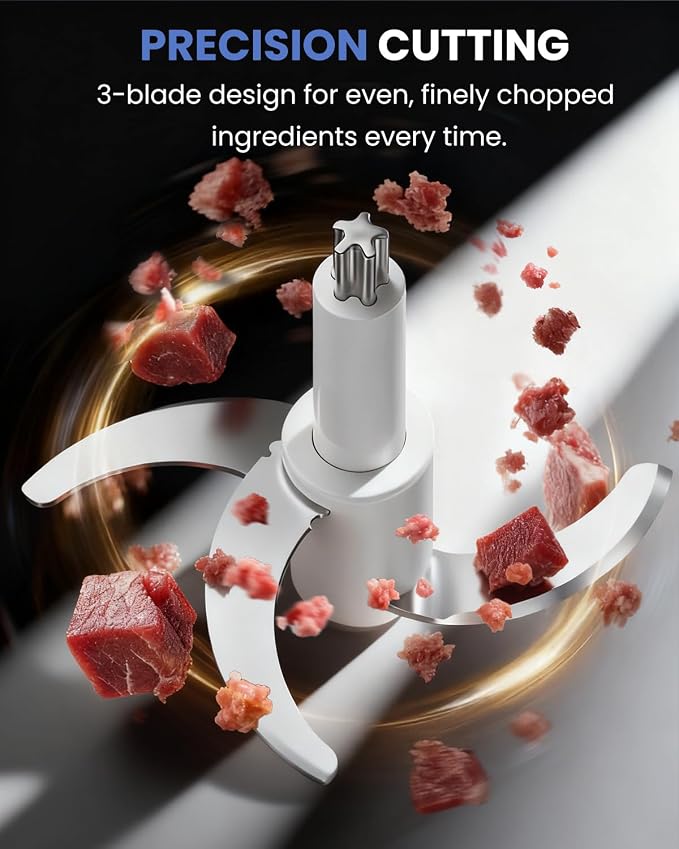 LINKChef Food Processor, 6 Cup Mini Food Chopper, 250W Electric Meat Grinder with Stainless Steel Blades, 1.5L Compact Kitchen Processor for Meat, Vegetables, Onion, Garlic & Baby Food