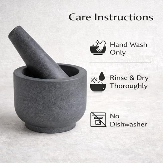 Marble Stone Mortar and Pestle, Grey | 3.75"X2.75" Mortar, 5"X1.5" Pestle, Grind Spices & Powder Pesto, Mash Herbs & Crush Pills, Regular Size