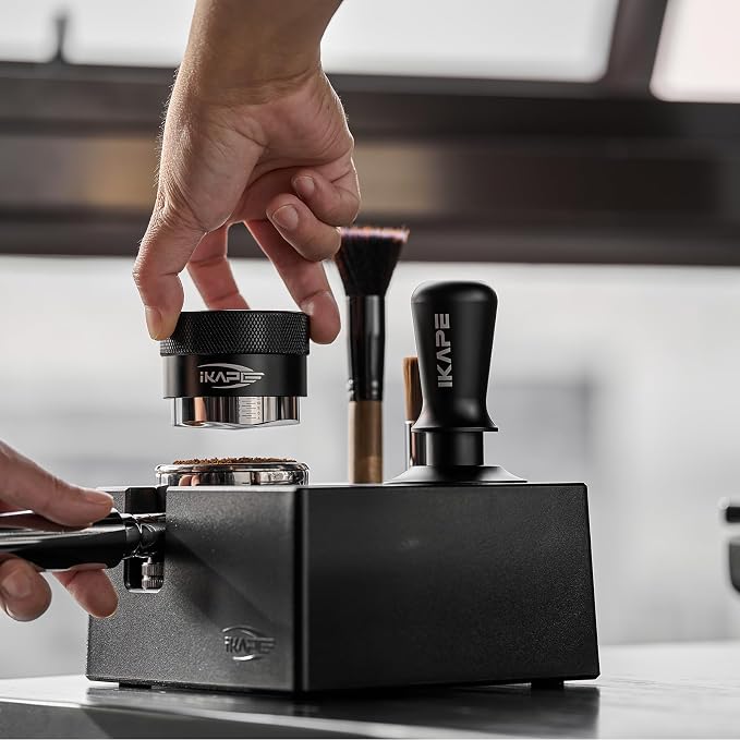 IKAPE 8-IN-1 51MM Espresso Tool Set, Coffee Tamper & Distributor Kit with Magnetic Funnel, Puck Screen, Tamper Station, WDT Tool, Cleaning Brush & Towel for Home Barista