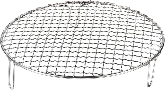HARFINGTON Round Cooking Rack 9.5-inch Stainless Steel Cross Wire Barbecue Grill Net with 50mm Legs for Cooking Baking Steaming BBQ