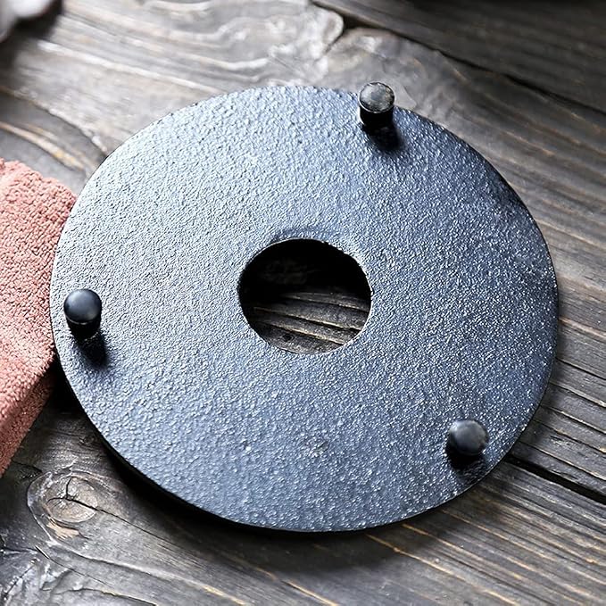 suyika Cast Iron Mat with Rubber Pegs/Feet for Japanese Tea Kettle Cast Iron Teapot Black Trivet 5.3in | For Japanese Tea Kettle, Cast Iron Teapot Trivet
