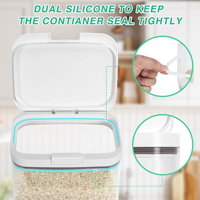 4.75 Qt Rice Flour Container Dog Food Storage Holder with Flip-up Lid Scoop | Airtight Dry Food Containers Pet Cat Food Bin Laundry Room Organization Household Essentials Kitchen Pantry Organizers