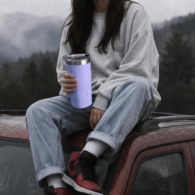NESTALLY Crafted 20oz Insulated Coffee Tumbler with Lid,Lavender | Stainless Steel Double Wall Vacuum, BPA Free,Travel Coffee Mug Keeping Drink Cold & Hot,Gifts for Women Men Her Him