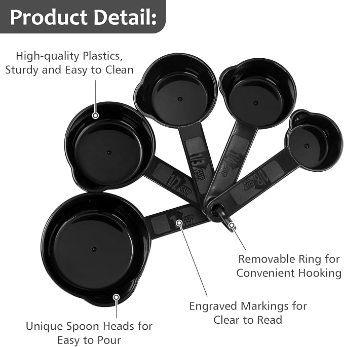 Accmor Measuring Cups & Spoons Set, Plastic Cooking Baking Tools Measuring Spoons Cups, 11 Piece Different Capacities Tablespoons Kitchen Gadgets Nesting Measure Sets for Dry Liquid Ingredients