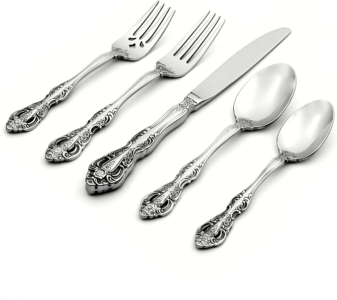 Oneida Michelangelo 20-Piece 18/10 Silverware Set for 4, Flatware | silver, dishwasher safe | includes knives, forks, and spoons | heavy duty, cutlery set, utensil set, wedding silverware