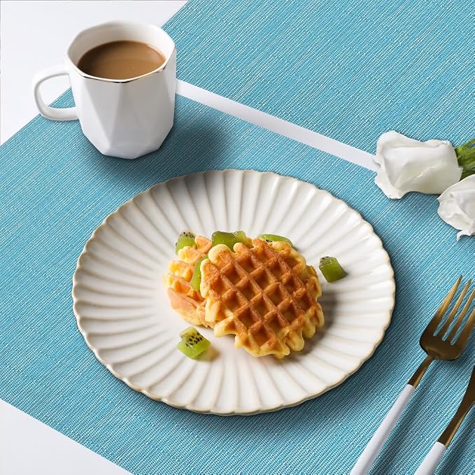 homEdge PVC Placemat, 4 PCS of Non-Slip Heat Resistant Place Mats, Washable Vinyl Placemats, Blue