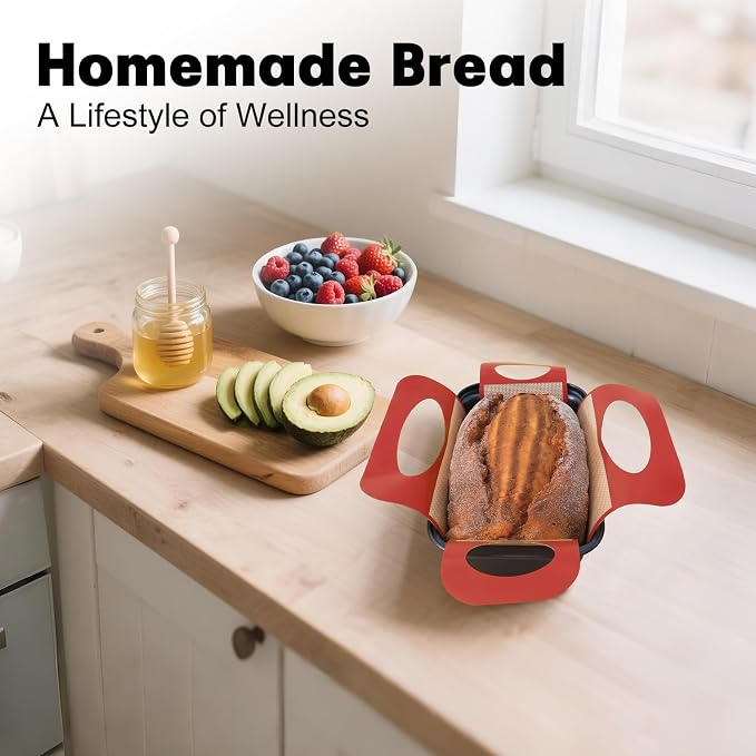 Loaf Pan with Liners Set: Nonstick 9 x 5 Inch Bread Pan for Homemade Baking | 2-Pack for Homemade Oven Baking - Rectangular Baking Tray for Kitchen Home Baker Make Sourdough Banana Sandwich 9x5 Brioche