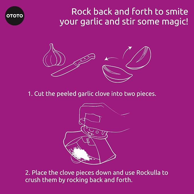 OTOTO Rockula Garlic Press Rocker - Garlic Masher, Garlic Rocker, Rocking Garlic Press Stainless Steel - Garlic Smasher Spooky Gifts - Easy to Clean
