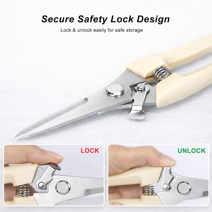 Pruning Shears,Ahoooot 2Pcs Pruning Shears for Gardening,Professional Garden Shears for Flowers, Bonsai and Fruits Picking (1pc Straight & 1pc Curved)