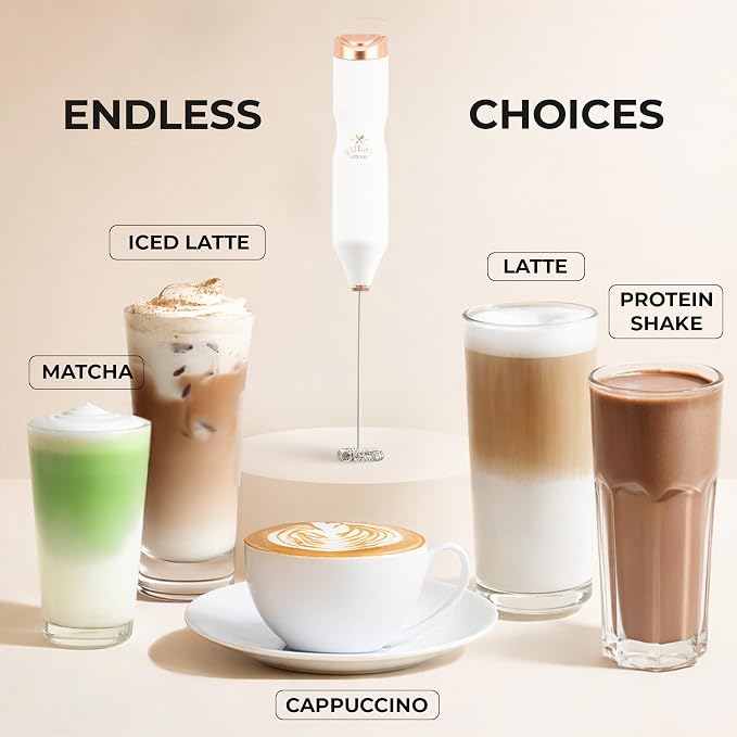Zulay Kitchen Powerful Frother Wand AA Batteries Included, Ultra Fast Handheld Drink Mixer, Comfort Milk Frother, Stainless Steel Whisker, Frother Handheld for Coffee, Protein & Matcha - Frothmate 2.0