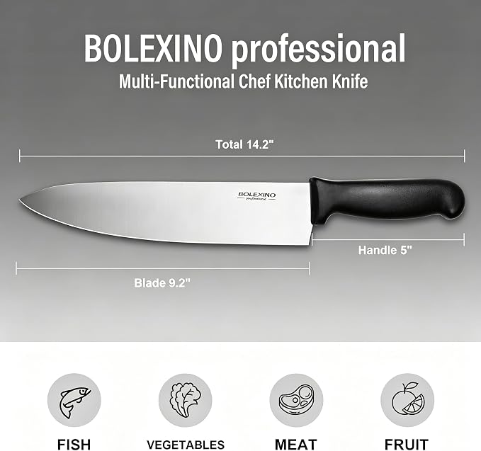 10” Japanese Chef Knife, High Carbon Stainless Steel Kitchen Knife | 10" High Carbon Stainless Steel, Versatile Home & Pro Use, Non-Slip Ergonomic Handle, Durable, Stain-Resistant & Sharp.