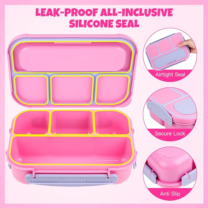 MaMix Bento Box Adult Lunch Box, Lunch Box Kids, Lunch Containers for Adults/Kids/Students,1300ML-4 Compartment Bento Box (purple)