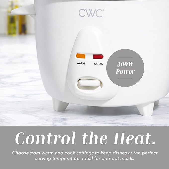 COOK WITH COLOR 6 Cup Rice Cooker 300W - Effortless Cooking and Perfectly, Cooks 3 Cups of Raw Rice for 6 Cups of Cooked Rice, Cream