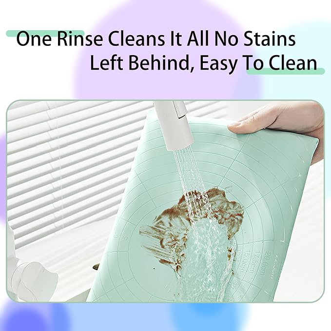 Silicone Pastry Mat 32" x 24", Extra Thick Non-stick Dough Rolling Mat | Anti-slip, Heat Reststant, Dishwasher Safe,With Cable Ties, Crem Scraper, Pastry Brush