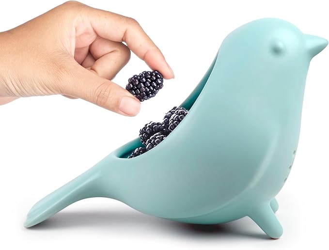 Genuine Fred BLUE BIRD Ceramic Colander, Charming, Unique Design, Berry Colander, Fun Kitchen Gadget