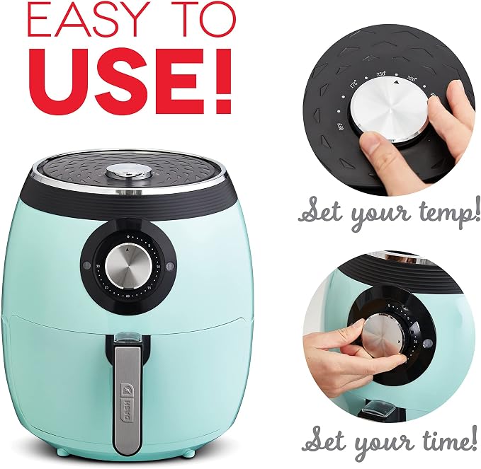 Dash Deluxe Air Fryer - Adjustable Temperature Control & Auto Shut-Off Feature - AirCrisp® Technology - Spacious Nonstick Basket - 1700 Watt - 6 Quarts - Aqua