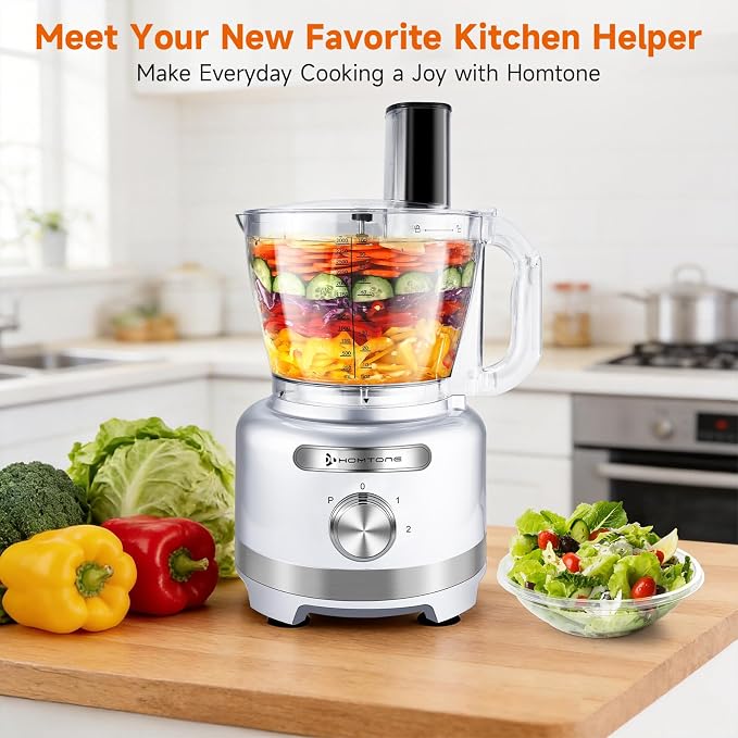 Homtone 16 Cup Food Processor Large 9-IN-1 Veggie Chopper for Dough, Fries | Large Capacity for Family Meal Prep, Cheese Grate, Slice, Meat Chop, Knead,Emulsify, Dishwasher Safe