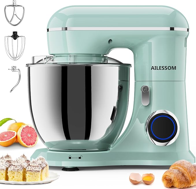 Stand Mixer, 6.5QT Tilt-Head Electric Kitchen Mixer, 10-Speed Household food mixer with 311 Stainless Steel Bowl, Dough Hook, Whisk & Beater, Splash Guard, Ideal for Baking Bread, Cake & Whipping
