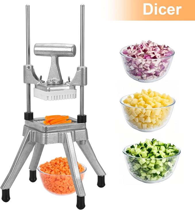 Commercial Vegetable Fruit Chopper W/6-Wedge Slicer&1/4″&3/8″&1/2" Blade Professional Food Dicer French Fry Cutter Stainless Steel Onion Slicer For Tomato Peppers Potato Mushroom