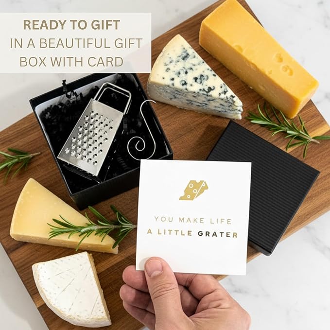 Mini Cheese Grater Gift Set - Funny Chef Gift, Friends, Coworkers, or Foodies | “You Make Life a Little Grater” Card, Mini Grater & Gift Box