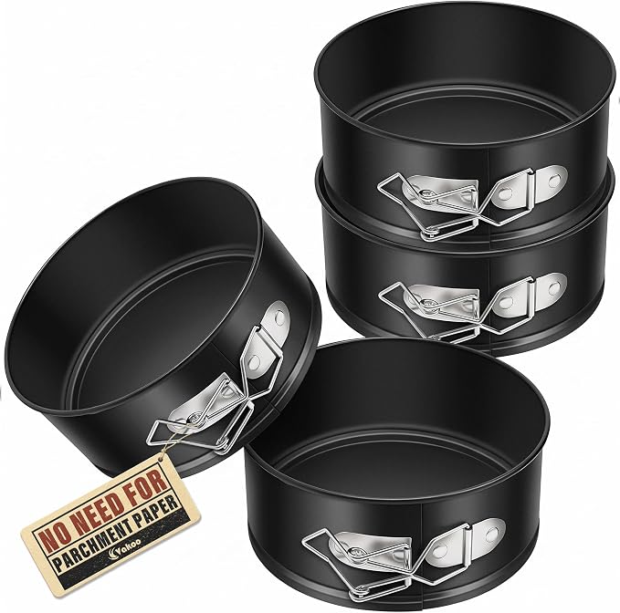 Vakoo 4 Inch Mini Springform Pan - Nonstick, Leakproof Mini Cheesecake Pan for Baking, Easy Release, No Parchment Paper Needed, Set of 4