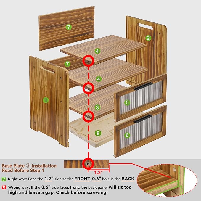 Bread Box for Kitchen Countertop, Large Wooden Breadbox with Cutting Board | Double Layer Bread Storage Container for Homemade Bread with Handles, Acrylic Window and Air Vents Keep Bread Fresh (Brown)