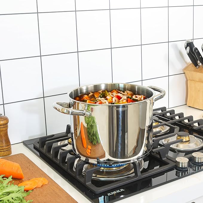 Rorence Stainless Steel Stock Pot, 8-Quart | Tri-Ply Base, Oven & Dishwasher Safe, Induction Cooking Pot