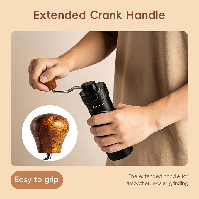 Manual Coffee Grinder Hand Crank Coffee Bean Grinder Mill for Espresso | CNC Stainless Steel Conical Burr, 8 Adjustable Coarseness Settings, for Home or Travel Moka Beans French Press Pour Over Drip