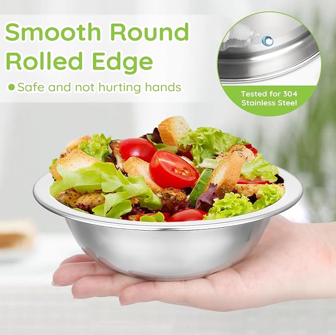 304(18/8) Stainless Steel Mixing Bowls for Kitchen, 4 Pack 6.3" 13.67 fl.oz Metal Mixing Bowls Set Stackable for Baking Serving Cooking Food Prep Storage Dishwasher Safe Lightweight