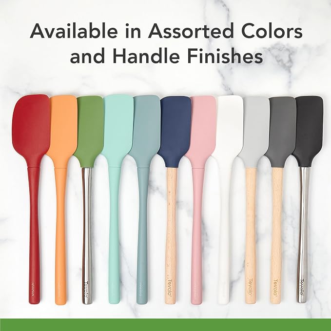 Tovolo Flex Core Silicone Spatula Spoonula Set of 2 for Non Stick Cast Iron Cooking & Baking, Dishwasher Safe Heat Resistant BPA Free Long Stainless Steel Handle Kitchen Utensil, Pink Sorbet