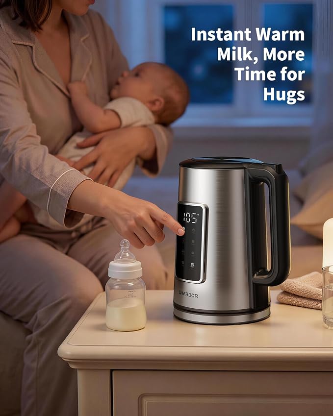 SHARDOR Electric Kettle 1.7L Stainless Steel, One Touch Start, Auto Shut-Off