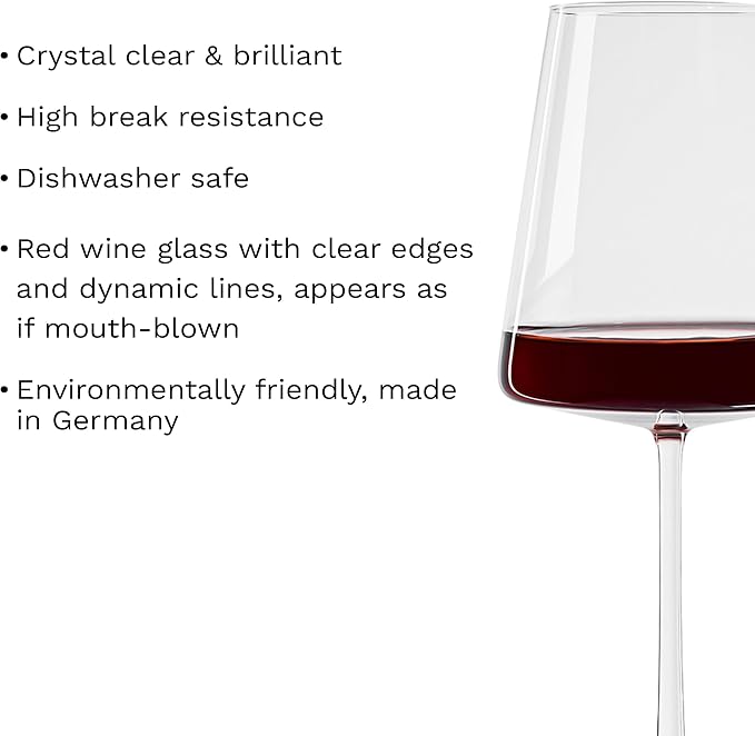 Stölzle Lausitz Red Wine Glasses Power Set of 2, 17 1/2 oz – Premium Glasses for Full-Bodied Wines – Modern Red Wine Glasses with Angular Design for Maximum Flavor – Dishwasher- & Break-Resistant