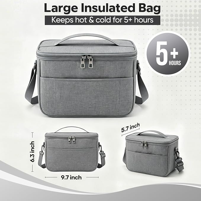 HOMETALL Bento Box Adult with Insulated Lunch Bag - 3 Stackable Leak-Proof Lunch Box Containers for Women & Men - BPA Free Lunchbox with Utensil Set (Spoon, Knife, Fork) for Work, Picnic, Dining Out