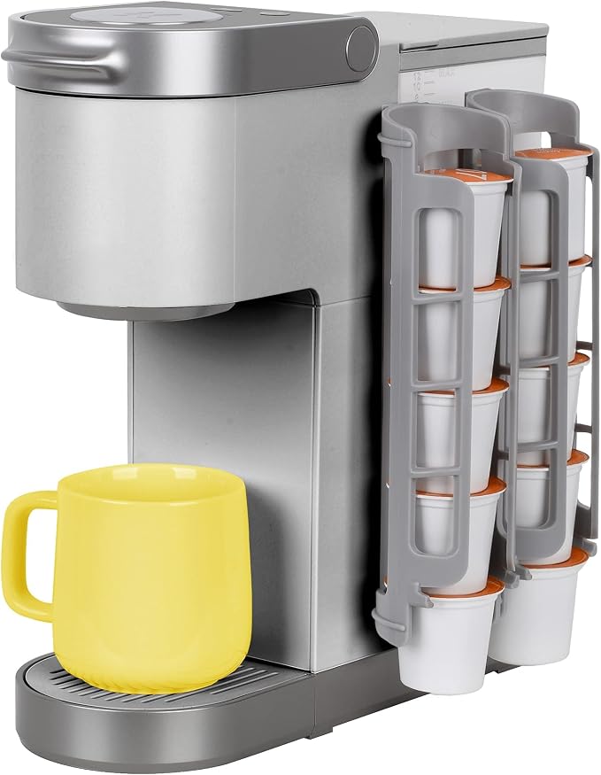 STORAGENIE Coffee Pod Holder for Keurig, Stores 10 Pods, Gray | Compatible with K-Cups, Vertical storage saves counter space, Ideal for small kitchens, RVs and dorms